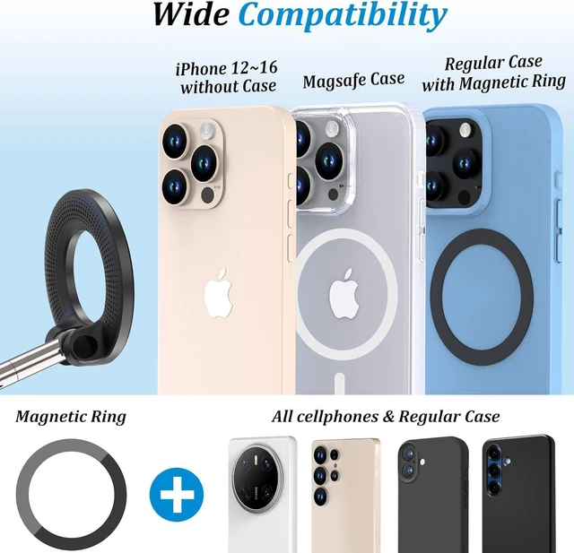 Alt view image 7 of 7 - PlusAcc Vacuum Magnetic Car Phone Holder - Suction Cup Phone Mount 360° Rotatable Foldable Portable Strong Magnet Stand for iPhone 16/15/14/13 & Samsung in Gym, Mirror,Smooth Surface, All Vehicles