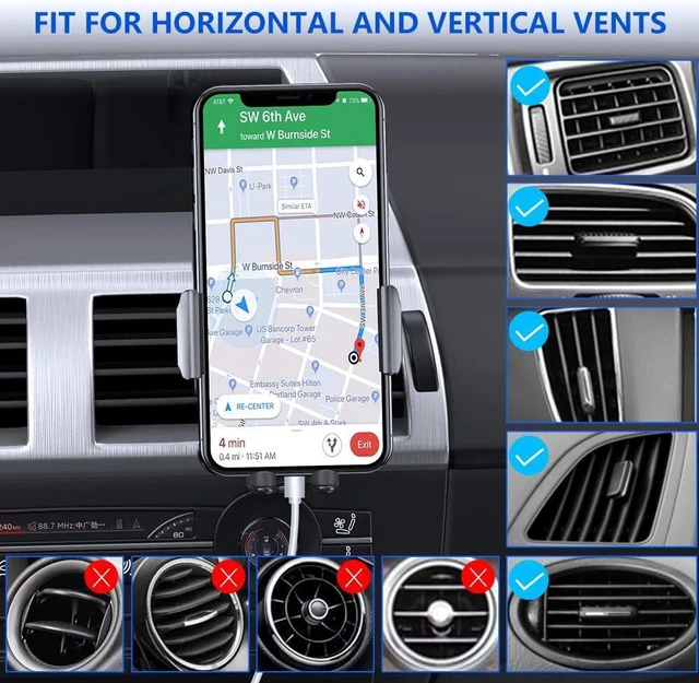 Alt view image 2 of 6 - Miracase Phone Holder for Car Air VentStability via Clip & Metal Hook Car Phone Holder Mount, 360°Cell Phone Holder Car Mount Fits iPhone 16 15 Pro Max 14 Samsung and All Phones
