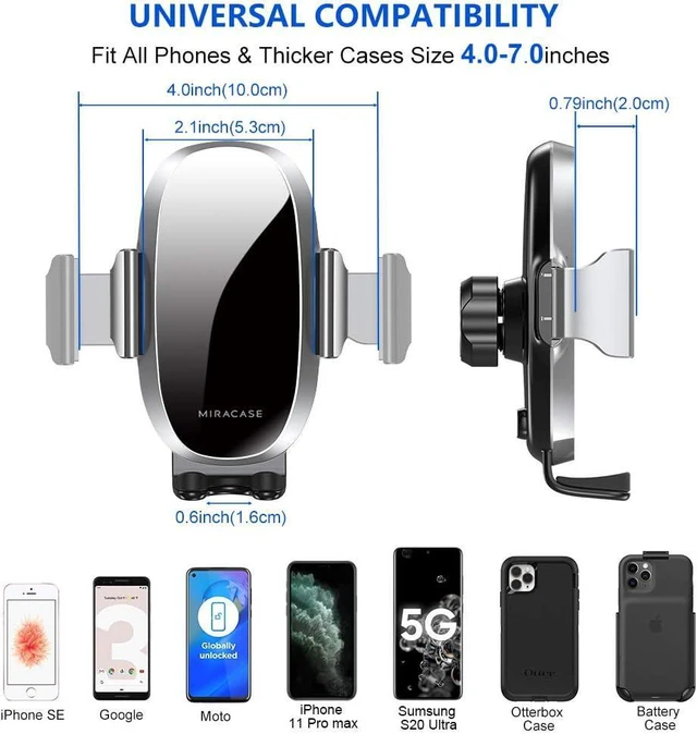 Alt view image 3 of 6 - Miracase Phone Holder for Car Air VentStability via Clip & Metal Hook Car Phone Holder Mount, 360°Cell Phone Holder Car Mount Fits iPhone 16 15 Pro Max 14 Samsung and All Phones