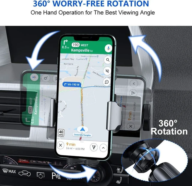 Alt view image 4 of 6 - Miracase Phone Holder for Car Air VentStability via Clip & Metal Hook Car Phone Holder Mount, 360°Cell Phone Holder Car Mount Fits iPhone 16 15 Pro Max 14 Samsung and All Phones