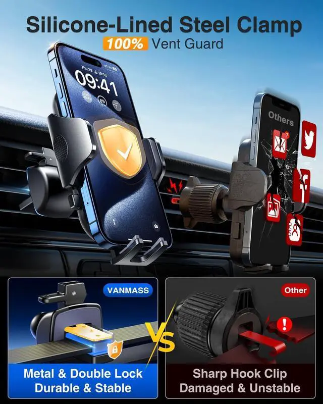 Alt view image 6 of 7 - Car Phone Holder 2025 Military-Grade Phone Holder for Your Car Windshield Dashboard 65 Lbs Strongest SuctionPatent & Safety Certs Universal Cell Phone Car Mount for iPhone  Android