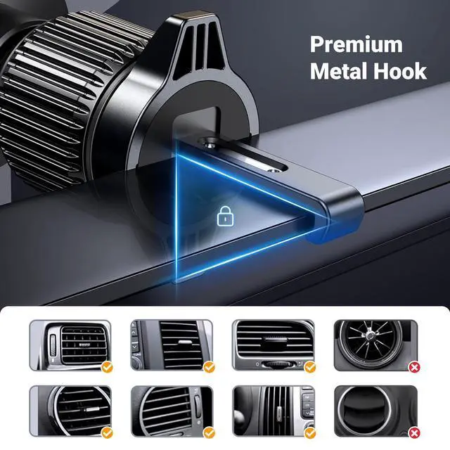 Alt view image 4 of 7 - Car Phone Holder Vent Phone Mount Never Blocking Air Vent Clip Cellphone Holder Compatible with iPhone 17 16 15 14 13 12 Pro Max Mini Plus iPhone 11 SE XS XR 8 7 6 6S Smartphone Black