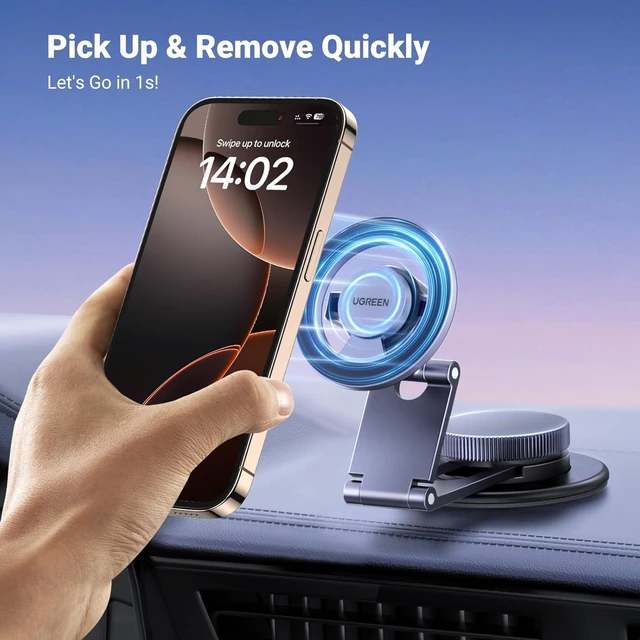 Alt view image 3 of 7 - UGREEN Magsafe Phone Mount for Car 360° Rotation Magnetic Phone Holder Dashboard Cell Phone Holder Compatible for iPhone 16 15 14 13 12 Series and MagSafe Case