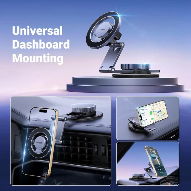 Alt view image 6 of 7 - UGREEN Magsafe Phone Mount for Car 360° Rotation Magnetic Phone Holder Dashboard Cell Phone Holder Compatible for iPhone 16 15 14 13 12 Series and MagSafe Case