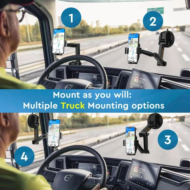 Alt view image 2 of 6 - EVEMANT Phone Mount for Truck, Truck Phone Holder Mount Heavy Duty, Dashboard Windshield Phone Holder for Semi Truck, Suction Cup Phone Mount for Truck Accessories, Compatible with iPhone/Samsung
