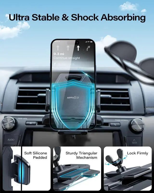 Alt view image 3 of 7 - Sturdy CD Slot Phone Mount with One Hand Operation Design Hands-Free Car Phone Holder Universally Compatible with All iPhone & Android Cell Phones for Smartphone Mobile
