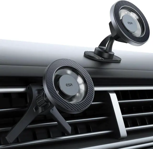 Main image of for MagSafe Car Mount Magnetic Car Phone Holder Mount Air Vent/Dashboard Magnetic Phone Mount for iPhone 16/15/14/13/12 Galaxy S25 Strong Magnets Charging Not Supported Black Carbon Fiber