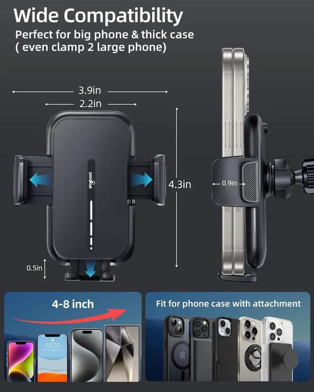 Alt view image 4 of 7 - Vent Phone Mount for Car Hands Free Air Vent Clip Cellphone Holder with Deep Wide Clamp Universal Automobile Cradle Fit for Mercedes Benz Toyota RAV4 Thick Case iPhone Wallet Card Holder