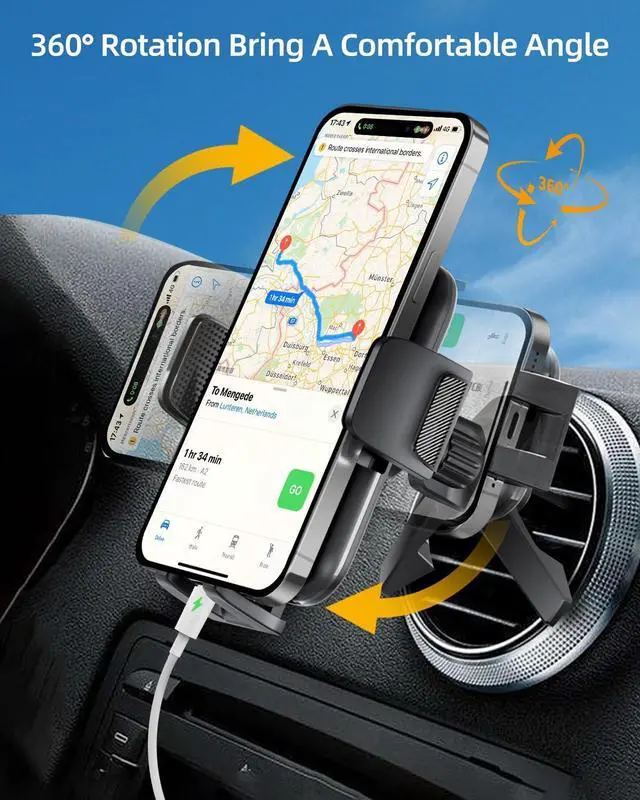 Alt view image 6 of 7 - Vent Phone Mount for Car Hands Free Air Vent Clip Cellphone Holder with Deep Wide Clamp Universal Automobile Cradle Fit for Mercedes Benz Toyota RAV4 Thick Case iPhone Wallet Card Holder