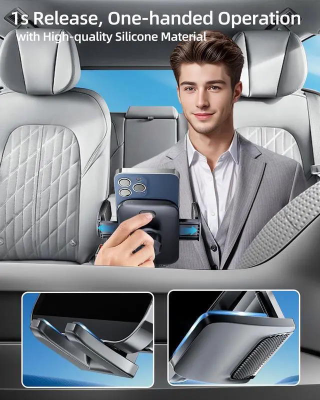 Alt view image 7 of 7 - Vent Phone Mount for Car Hands Free Air Vent Clip Cellphone Holder with Deep Wide Clamp Universal Automobile Cradle Fit for Mercedes Benz Toyota RAV4 Thick Case iPhone Wallet Card Holder