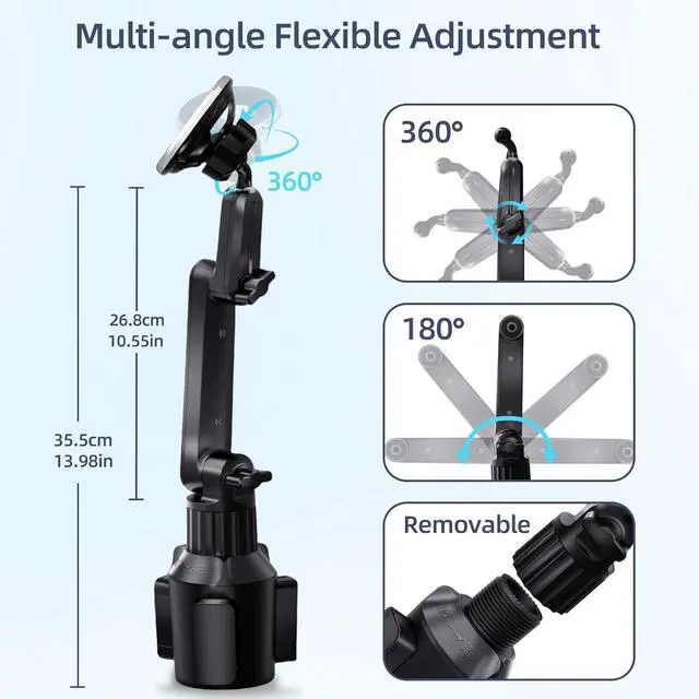 Alt view image 3 of 7 - for MagSafe Cup Phone Holder: Magnetic Cupholder Car Mount for Tesla Truck Vehicle SUV - 360° Adjustable Long Neck Mag Safe Cell Phone Cradle with Expandable Base for iPhone  Google