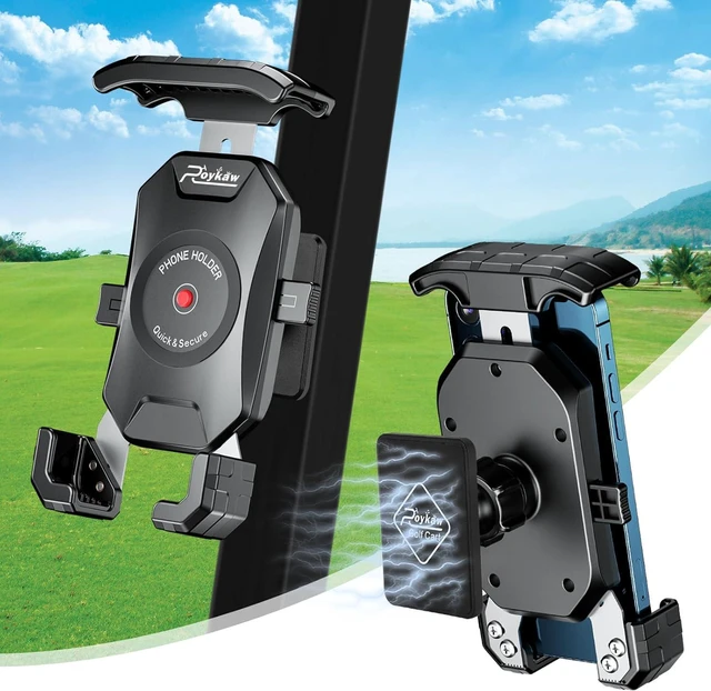 Main image of Roykaw Golf Cart Magnetic Phone Holder Mount Compatible with EZGO/Club Car/Yamaha, Compatible with iPhone/Galaxy/Google Pixel, Ultra Strength Magnet/360° Rotatable/One-Handed Pick & Place