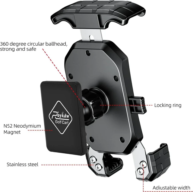 Alt view image 6 of 7 - Roykaw Golf Cart Magnetic Phone Holder Mount Compatible with EZGO/Club Car/Yamaha, Compatible with iPhone/Galaxy/Google Pixel, Ultra Strength Magnet/360° Rotatable/One-Handed Pick & Place