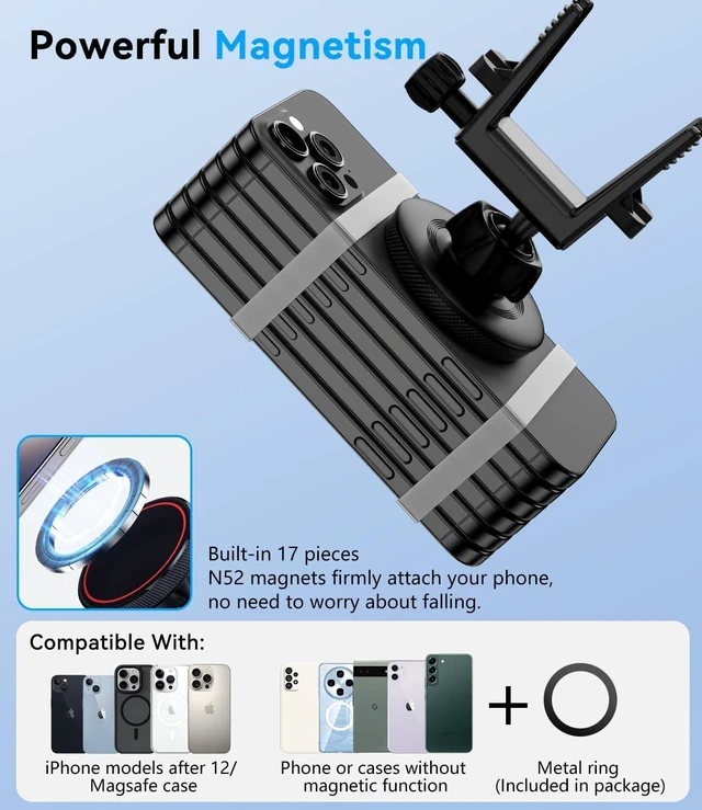 Alt view image 3 of 7 - ALAFLY Compatible with Magsafe Car Mount for Mercedes Benz A/B/C/E/G/GLA/GLK/Mini Cooper Round Air Vent, Strong Magnetic Phone Holder for iPhone 16 15 14 13 12 Pro Max Plus Mini