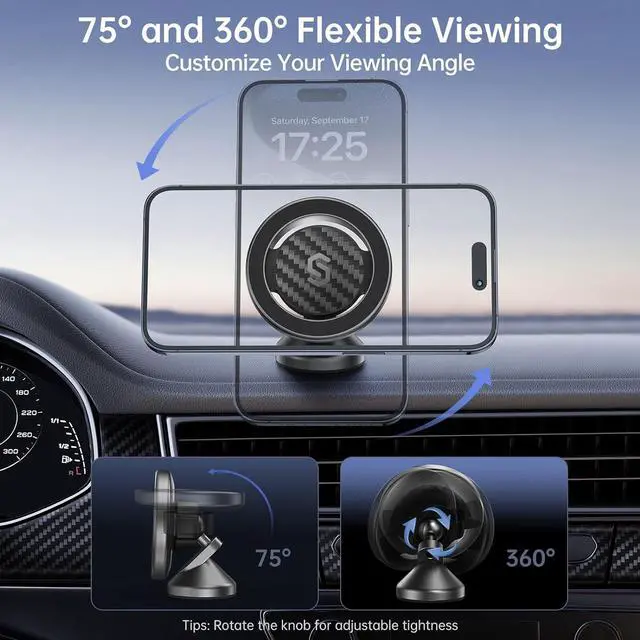 Alt view image 4 of 7 - MagSafe Car Mount - Flexible Rotation Magnetic Phone Holder for Dash Strong Magnets Universal Compatible iPhone  Pixel - MagSafe Car Accessories