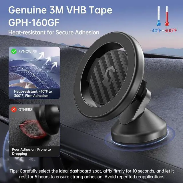 Alt view image 6 of 7 - MagSafe Car Mount - Flexible Rotation Magnetic Phone Holder for Dash Strong Magnets Universal Compatible iPhone  Pixel - MagSafe Car Accessories