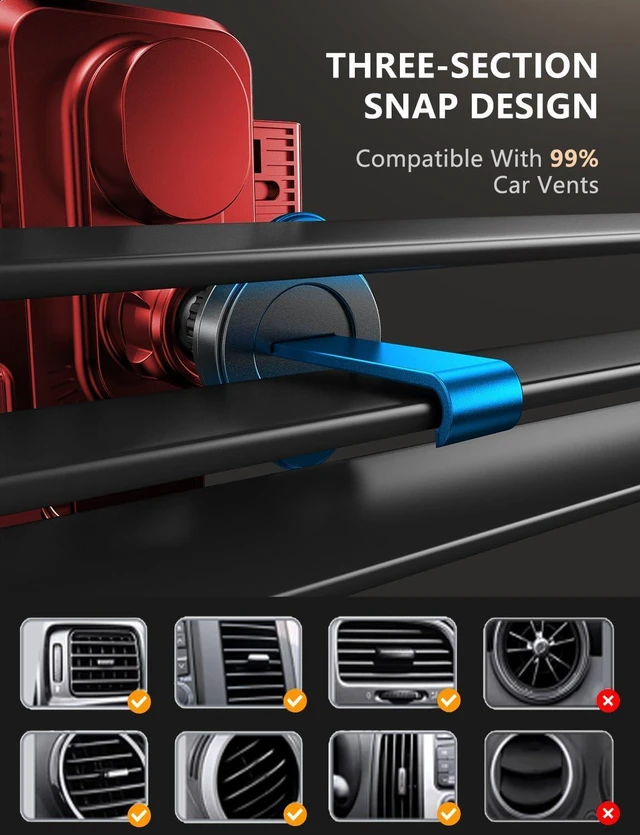 Alt view image 6 of 7 - Wireless Car Charger, Phone Holders, 15W Auto Clamping Phone Mount Car Accessories for iPhone 16 15 14 13 12 Mini Pro Max 11, Samsung Galaxy S24 Ultra S23 S22+ Note 20, etc - Red