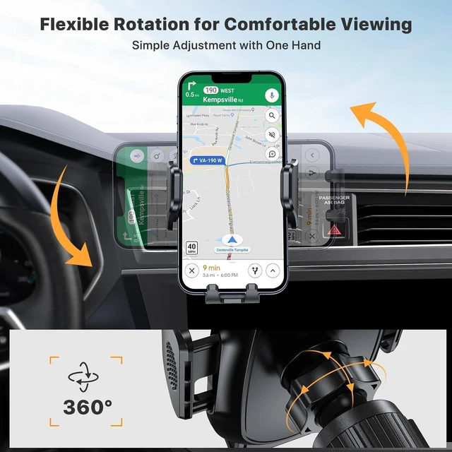 Alt view image 4 of 6 - Miracase Phone Holders for Your Car with Newest Metal Hook Clip, Air Vent Cell Phone Car Mount, Hands Free Universal Automobile Cradle Fit for iPhone Android and All Smartphones, Blue