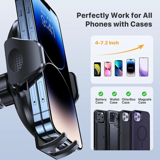 Alt view image 6 of 6 - Miracase Phone Holders for Your Car with Newest Metal Hook Clip, Air Vent Cell Phone Car Mount, Hands Free Universal Automobile Cradle Fit for iPhone Android and All Smartphones, Blue