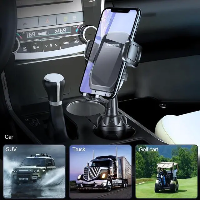 Alt view image 2 of 6 - Car Phone Mount Cup Phone Holder for Car [Secure & Stable] Cup Phone Holder Cell Phone Automobile Cradle for iPhone 16 and More Smart Phone -Black