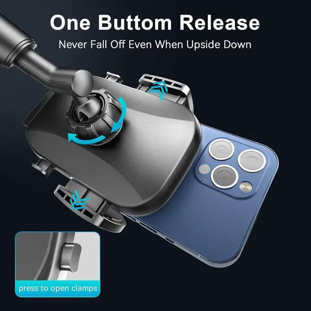 Alt view image 4 of 6 - Car Phone Mount Cup Phone Holder for Car [Secure & Stable] Cup Phone Holder Cell Phone Automobile Cradle for iPhone 16 and More Smart Phone -Black