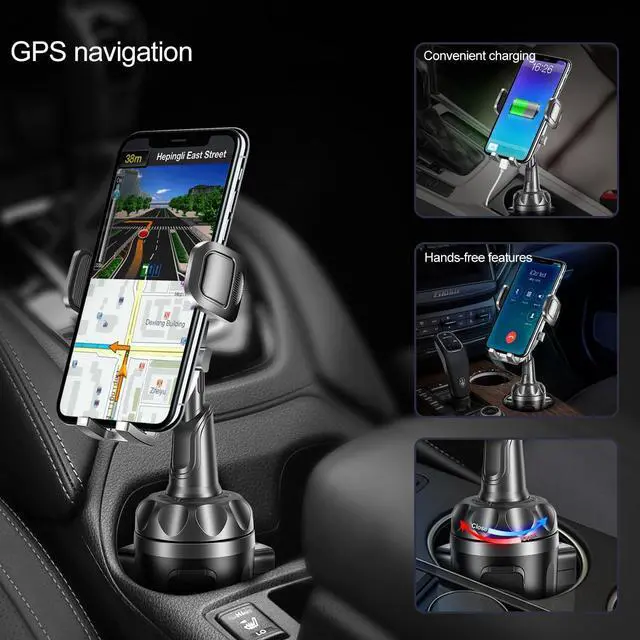 Alt view image 3 of 6 - Car Phone Mount Cup Phone Holder for Car [Secure & Stable] Cup Phone Holder Cell Phone Automobile Cradle for iPhone 16 and More Smart Phone -Black