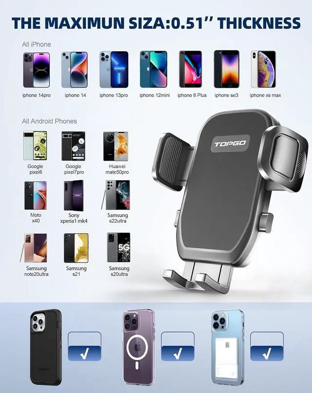 Alt view image 6 of 6 - Car Phone Mount Cup Phone Holder for Car [Secure & Stable] Cup Phone Holder Cell Phone Automobile Cradle for iPhone 16 and More Smart Phone -Black