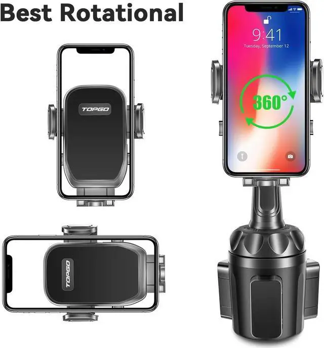 Alt view image 5 of 6 - Car Phone Mount Cup Phone Holder for Car [Secure & Stable] Cup Phone Holder Cell Phone Automobile Cradle for iPhone 16 and More Smart Phone -Black
