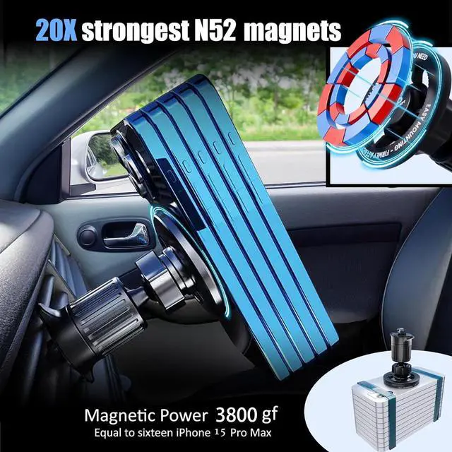 Alt view image 4 of 7 - for MagSafe Car Mount Air Vent Magnetic Phone Mount 360° Adjustable Magnetic Phone Holder for iPhone 12 13 14 15 Pro Max Plus Mini - Car Magnet Phone Holder