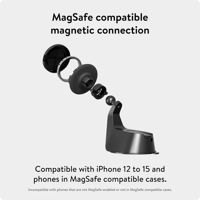 Alt view image 3 of 7 - Mous MagSafe Compatible Car Mount Phone Stand - Phone Suction Mount Compatible with iPhone 16/15/14/13/12 Series Phones and MagSafe Compatible Cases