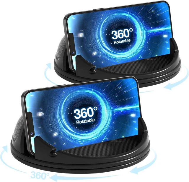 Main image of 2-Pack Car Phone Holder Mount, 360° Rotatable Silicone Dashboard Mount for iPhone