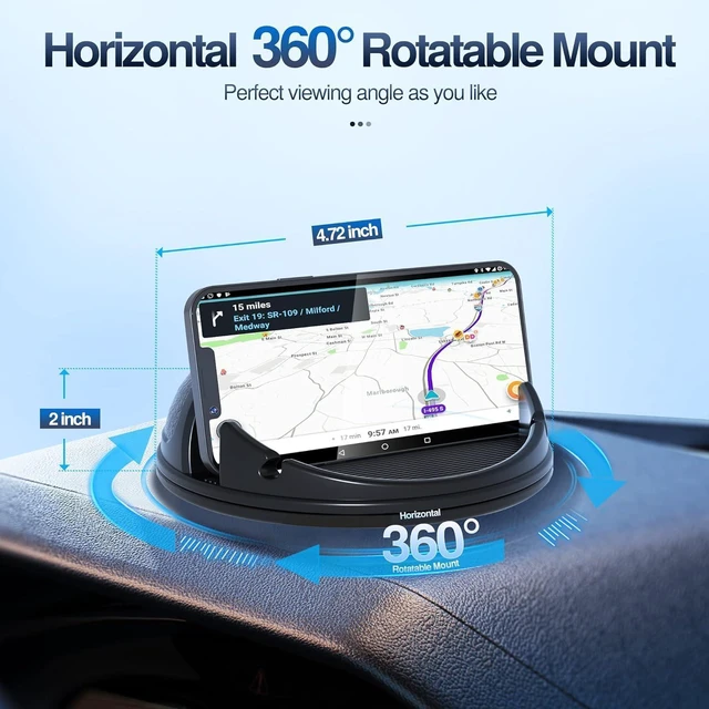 Alt view image 2 of 6 - 2-Pack Car Phone Holder Mount, 360° Rotatable Silicone Dashboard Mount for iPhone