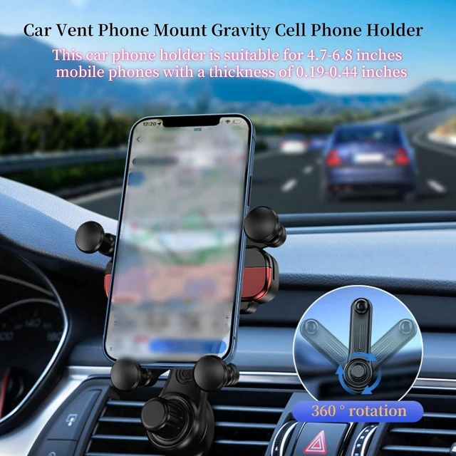 Alt view image 4 of 6 - QruiLanTu Car Vent Phone Mount Gravity Cell Phone Holder Never Blocking Vent with Rotatable Swing Arm Hands Free Universal Extension Clip Air Phone Holder Car Fit for All Phones iPhone Samsung