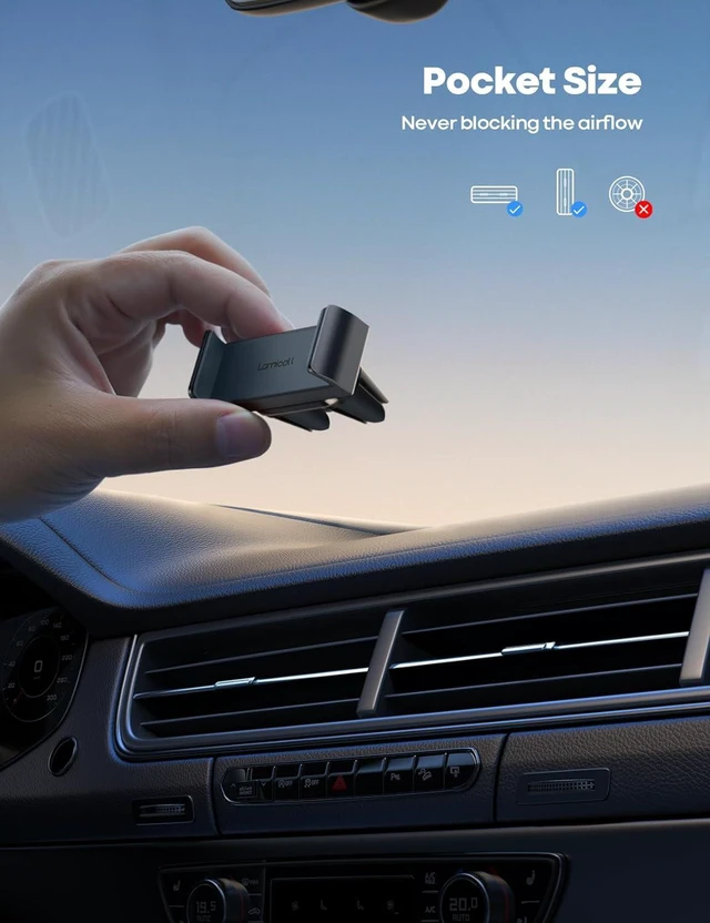 Alt view image 4 of 7 - Lamicall Car Phone Holder, Air Vent Clip Mount - Universal Cell Phone Stand Holder Hand Free Cradle, Compatible with iPhone 15 14 13 12 Pro Max Mini XS XR Plus SE, All 4.7-6.5'' Smartphone - Gray