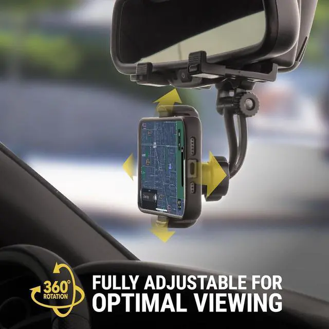 Alt view image 4 of 5 - Scosche SUHRM-1 StuckUp Rotatable Hands-Free Cell Phone Holder, Car Rear View Mirror Mount, 360° Hanging Rearview Mirror Phone Mount, Compatible w/iPhone 15/14/13/12 Series, Android Smartphone, GPS