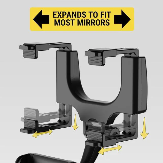 Alt view image 5 of 5 - Scosche SUHRM-1 StuckUp Rotatable Hands-Free Cell Phone Holder, Car Rear View Mirror Mount, 360° Hanging Rearview Mirror Phone Mount, Compatible w/iPhone 15/14/13/12 Series, Android Smartphone, GPS