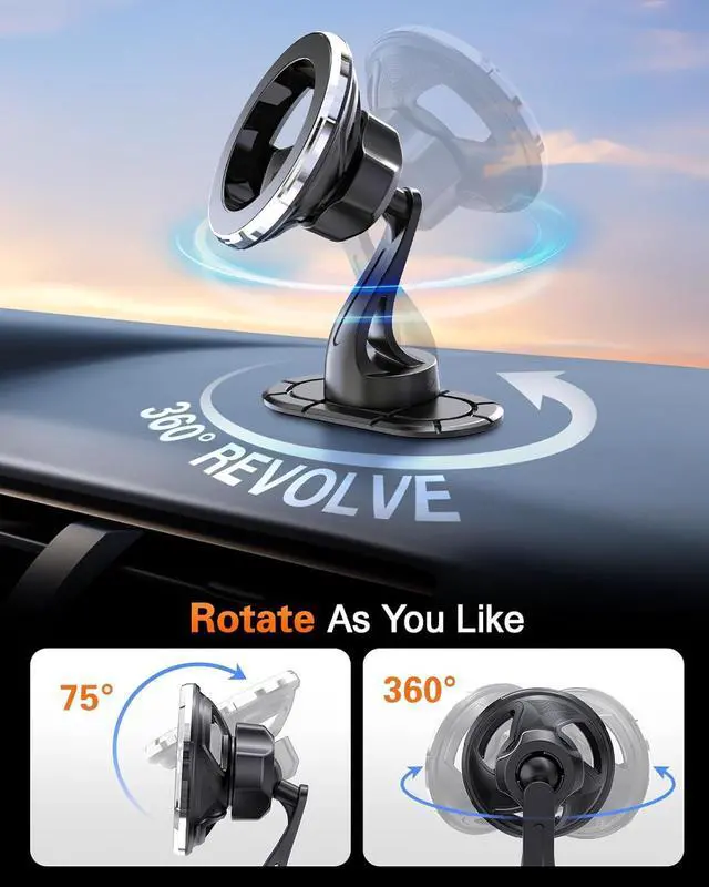 Alt view image 3 of 6 - for MagSafe Adhesive Phone Mount: Strong Magnetic Mag Safe Car Holder for Dashboard - 360° RotationUniversal Dash Cell Phone Automobile Cradle with 3M-Sticky Small Base for iPhone