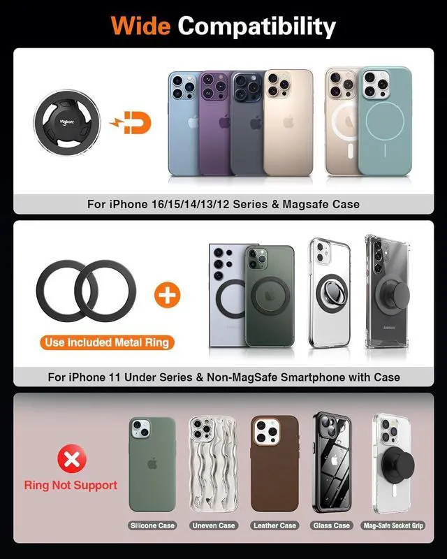 Alt view image 6 of 6 - for MagSafe Adhesive Phone Mount: Strong Magnetic Mag Safe Car Holder for Dashboard - 360° RotationUniversal Dash Cell Phone Automobile Cradle with 3M-Sticky Small Base for iPhone