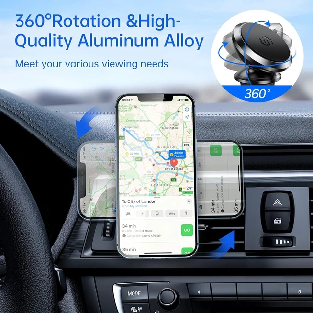 Alt view image 2 of 7 - Syncwire Magnetic Phone Holder for Car, Super Strong Magnet Phone Holder Mount Air Vent 360° Rotatable Cell Phone Holder Mount for Car Compatible iPhone, Samsung, Galaxy, Xiaomi, Huawei, LG