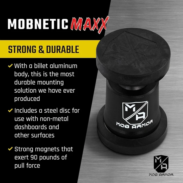 Alt view image 3 of 7 - Mob Armor MobNetic Maxx - USA Assembled Magnetic Phone Holder for Car, Magnetic Car Phone Mount, 90-Degree Tilt, 360-Degree Rotation, Aluminum Metal, Compatible with iPhone & Android - Red