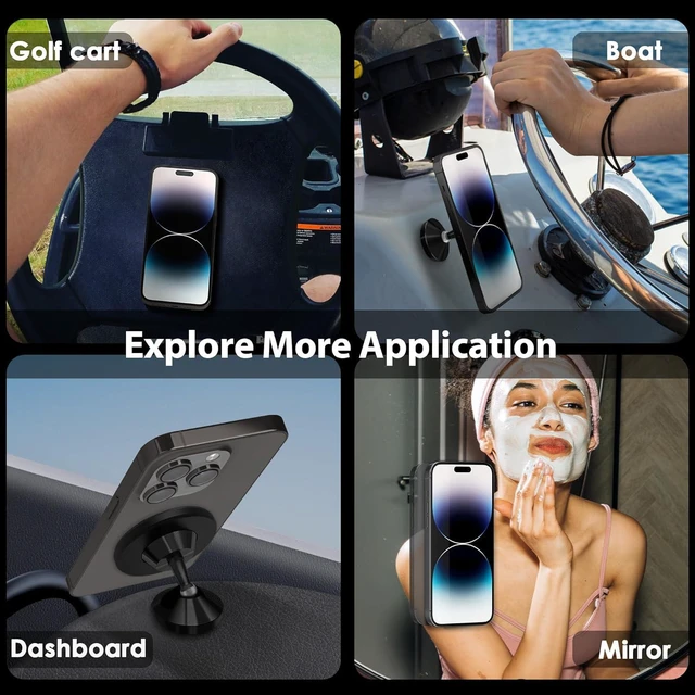 Alt view image 5 of 6 - Orzero Upgraded Gym, Car Magnetic Phone Mount Holder Compatible for Mag-Safe, Dual Strong Magnets, Easily and Firmly Attaches to Metal Surface for Any Phones for Videos and Selfies - Black