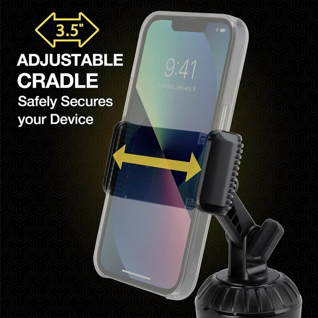 Alt view image 3 of 7 - Scosche UHCUP2M-SP1 Universal Cup Phone Holder Mount with Adjustable Arms and Adjustable Base, Expands to Fit Cupholder, 360 Degree View Rotation