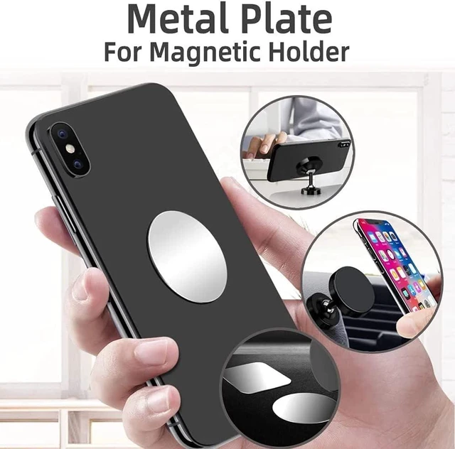 Alt view image 3 of 6 - SALEX Phone Metal Stickers for Magnetic Mount. Replacement Set of 16 Magnet Metal Plates Inside Cell Phone Case. Silver Car Sticky Small Round Iron Discs with 3M Adhesive Backing for Holder, Crafts.