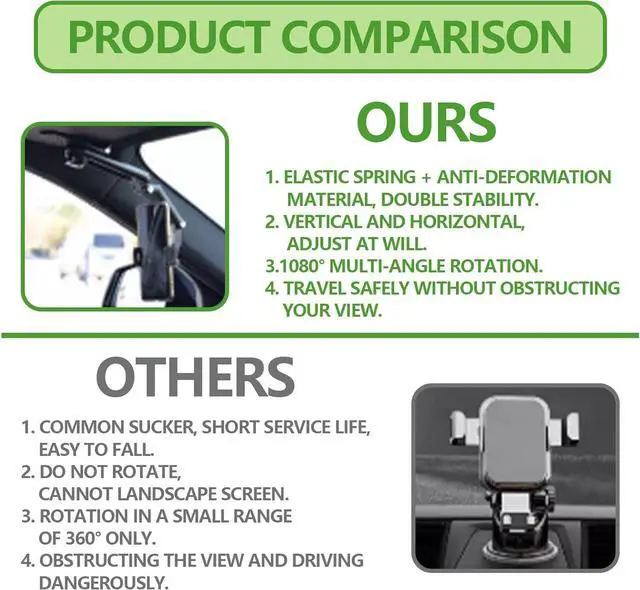 Alt view image 5 of 7 - Sun Visor Car Phone Holder 360° Rearview Phone Holder for Car Sun Visor Retractable Car Phone Mount Compatible with iPhone/Android/