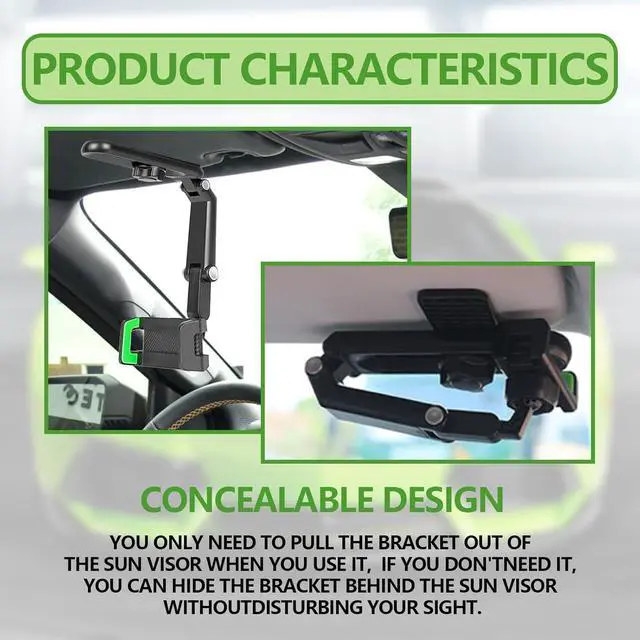 Alt view image 7 of 7 - Sun Visor Car Phone Holder 360° Rearview Phone Holder for Car Sun Visor Retractable Car Phone Mount Compatible with iPhone/Android/