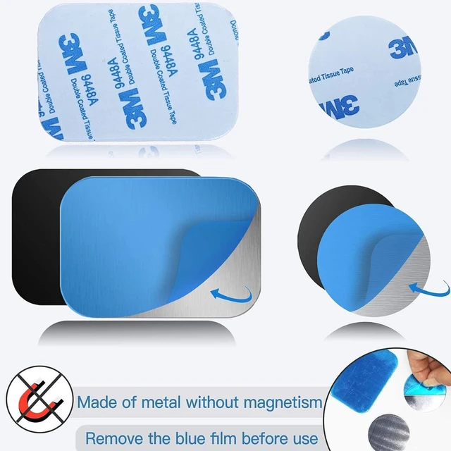 Alt view image 5 of 6 - SALEX Phone Metal Stickers for Magnetic Mount. Replacement Set of 16 Magnet Metal Plates Inside Cell Phone Case. Silver Car Sticky Small Round Iron Discs with 3M Adhesive Backing for Holder, Crafts.