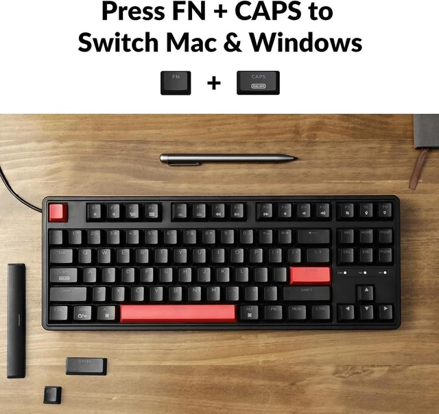 Alt view image 6 of 7 - Keychron C3 Pro QMK/VIA Custom Gaming Keyboard, Programmable 87 Keys Compact TKL Layout Gasket Mount, Red LED Backlight Wired Mechanical Keyboard with Brown Switches for Mac/Windows/Linux