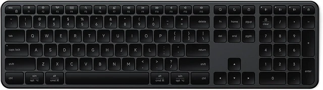 Main image of Satechi Slim EX3 Wireless Keyboard, Bluetooth & 2.4 GHz, Space Black | Full-size with numpad, instant OS key remap, rechargeable battery, for macOS, Windows, Android