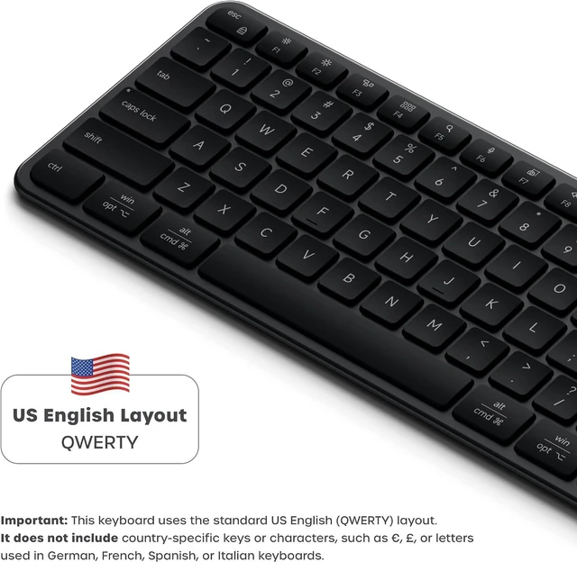 Alt view image 2 of 7 - Satechi Slim EX3 Wireless Keyboard, Bluetooth & 2.4 GHz, Space Black | Full-size with numpad, instant OS key remap, rechargeable battery, for macOS, Windows, Android
