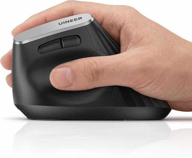 Main image of Uineer Vertical Ergonomic Mouse, Wireless Bluetooth Mouse, 3-Device, Quiet | Switch among 3 devices; side scroll wheel supports horizontal navigation for documents and spreadsheets.